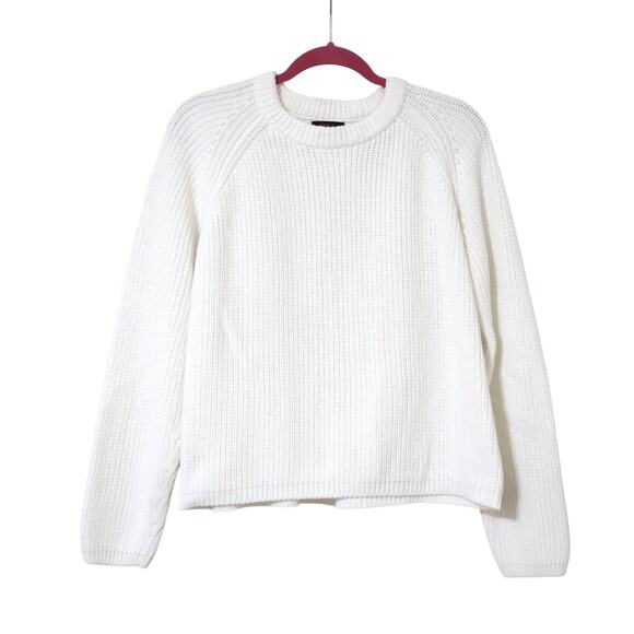 Quince Ivory Organic Cotton Fisherman Crew Cropped Sweater XL Career Office - Picture 1 of 8
